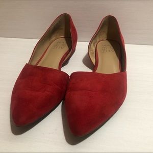Naturalizer Womens Tamara Faux Suede D'Orsay Flats Red 7 Medium (B,M)